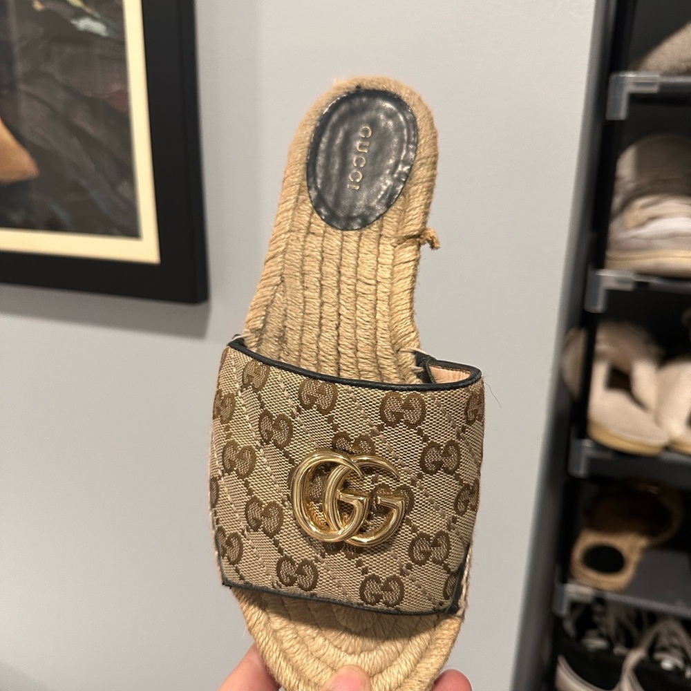 Gucci Cream and Gold Espadrilles